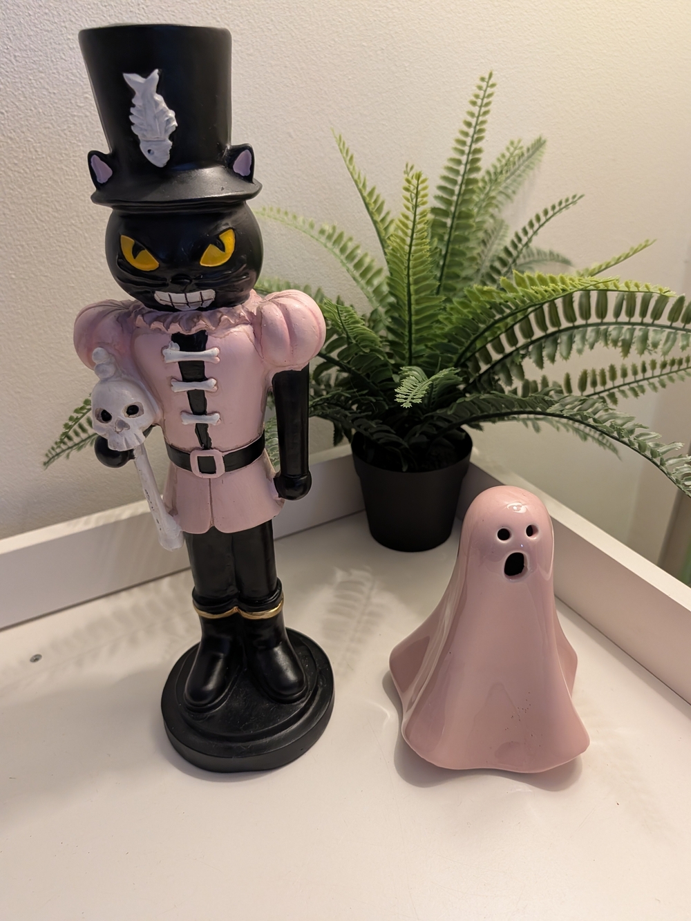 Black & Pink Decorative Nutcracker Figure And Pink Ghost